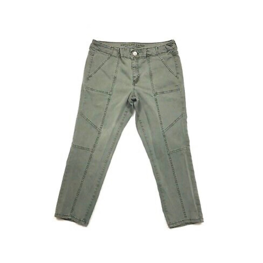AEO faded army green stretch crop jegging 2 Long